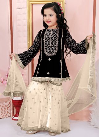 Black Cotton Silk Readymade Salwar Suit