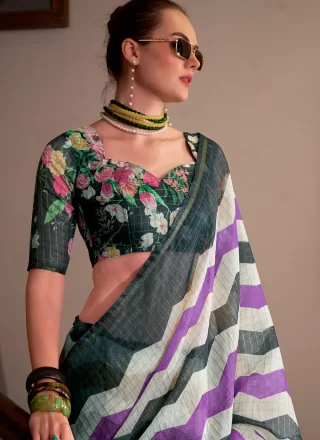 Black Cotton Silk Traditional Saree