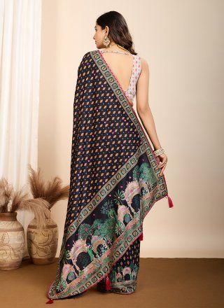 Black Cotton Trendy Saree