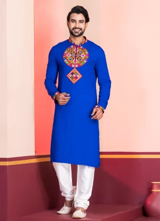 Black Embroidered and Lace Work Rayon Kurta Pyjama