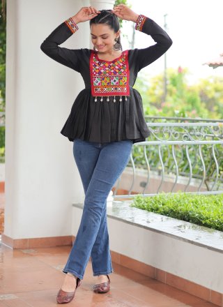 Black Fancy Fabric Designer Kurti