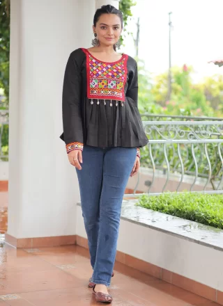 Black Fancy Fabric Designer Kurti