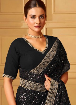 Black Georgette Designer Saree