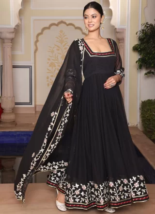 Black Georgette Lace Work Salwar Suit for Women