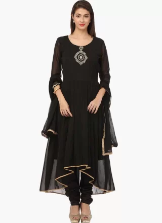 Black Georgette Salwar Suit with Embroidered Work