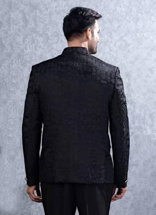 Black Lucknowi Buttons Work Jodhpuri Suit for Ceremonial