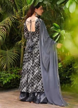 Black Muslin Salwar Suit with Digital Print Work