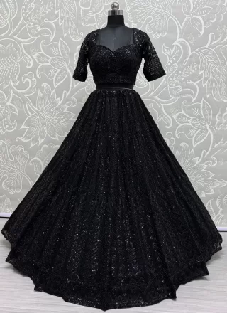 Black Net Readymade Lehenga Choli