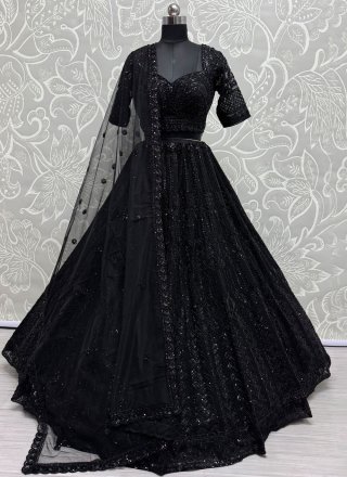 Black Net Readymade Lehenga Choli