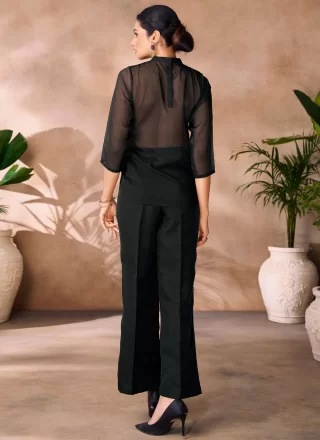 Black Organza Embroidered and Sequins Work Casual Kurti for Ceremonial
