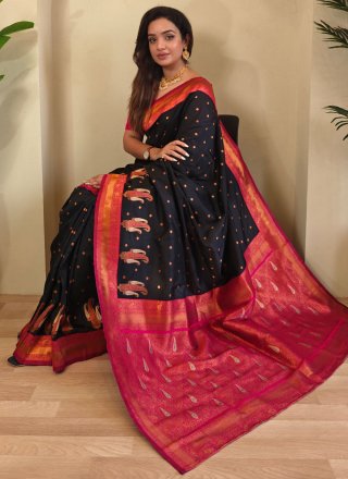 Black Paithni Trendy Saree with Weaving Work