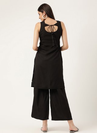 Black Rayon Embroidered Work Casual Kurti for Festival