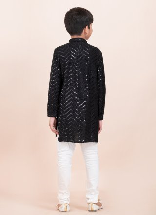 Black Rayon Sequins Work Kurta Pyjama