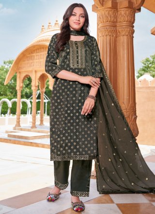 Black Shimmer Salwar Suit with Embroidered and Print Work