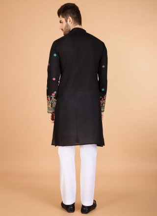 Black Silk Kurta Mens Wear