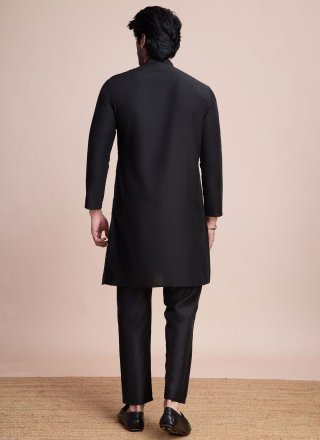 Black Silk Kurta Mens Wear