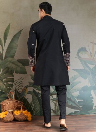 Black Silk Kurta Mens Wear