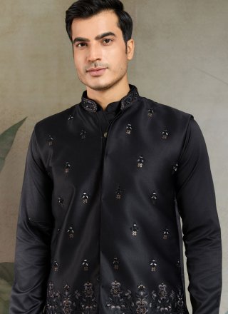 Black Silk Kurta Payjama with Jacket