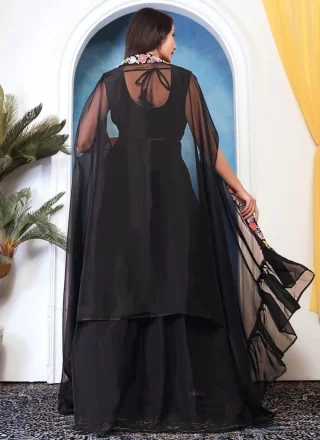 Black Silk Readymade Lehenga Choli In Plain for Ceremonial