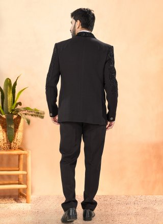 Black Suiting Hand Work Tuxedo Suit