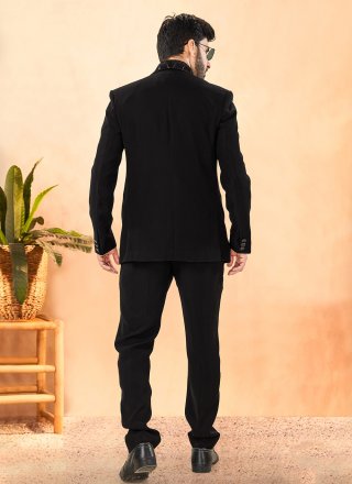 Black Suiting Hand Work Tuxedo Suit for Ceremonial