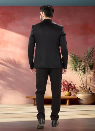 Black Suiting Jodhpuri Suit