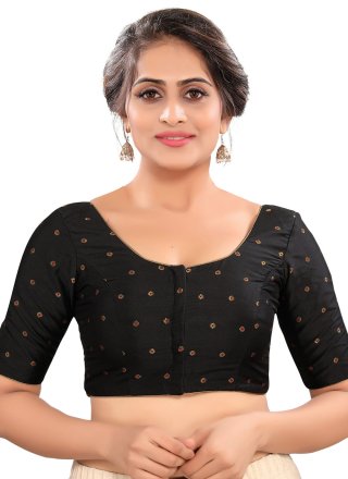 Black Tafeta Silk Blouse