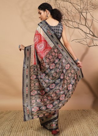 Black Tissue Classic Saree with Print Work