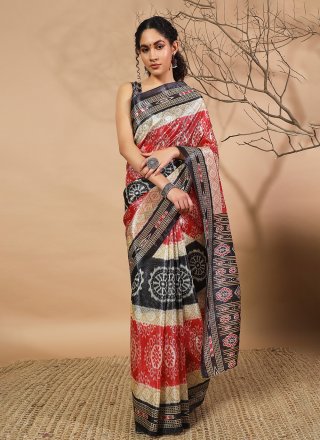 Black Tissue Classic Saree with Print Work