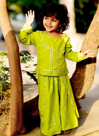 Blended Cotton Designer Kurti In Green