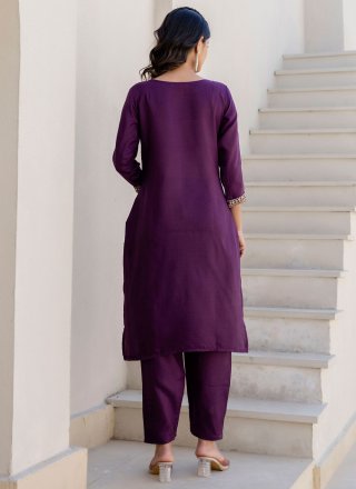 Blended Cotton Salwar Suit In Purple