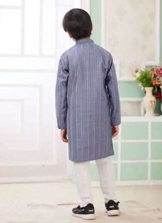 Blue Art Silk Kurta Pyjama