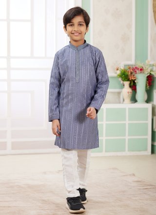 Blue Art Silk Kurta Pyjama