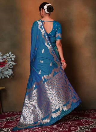 Blue Art Silk Weaving Work Designer Sari