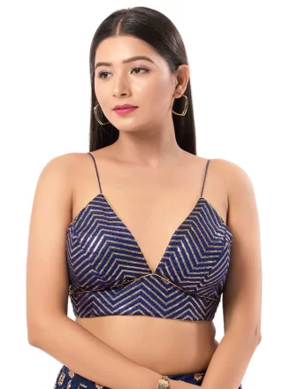 Blue Art Silk Zari Work Designer Blouse for Casual