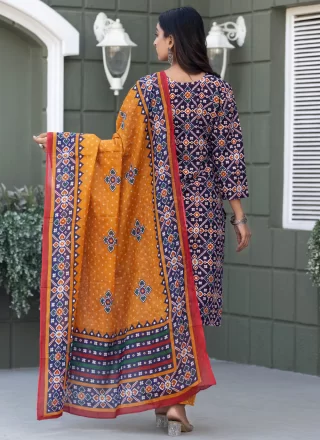 Blue Blended Cotton Readymade Salwar Suit
