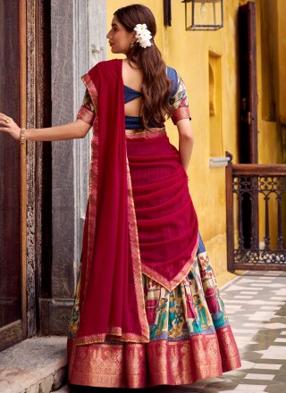 Blue Chanderi Lehenga Choli