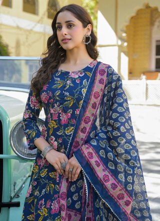 Blue Chanderi Salwar Suit