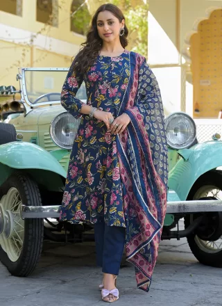 Blue Chanderi Salwar Suit