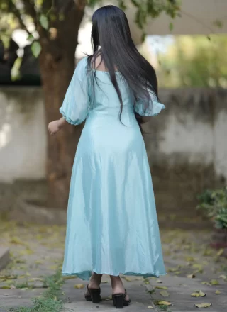 Blue Chinon Designer Kurti