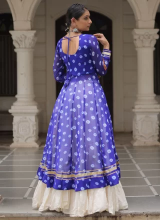 Blue Cotton Readymade Lehenga Choli In Plain