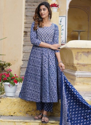 Blue Cotton Salwar Suit