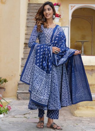 Blue Cotton Salwar Suit