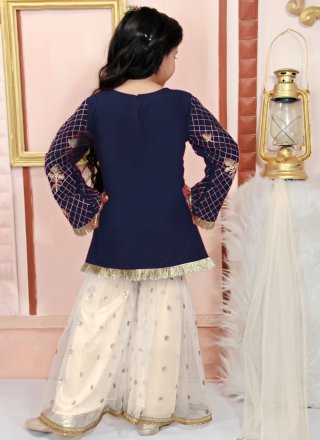 Blue Cotton Silk Readymade Salwar Suit