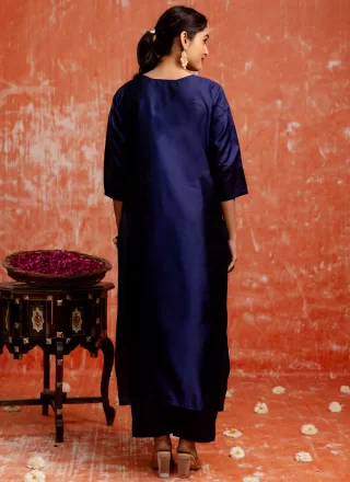 Blue Cotton Silk Salwar Suit