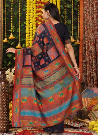 Blue Cotton Trendy Saree