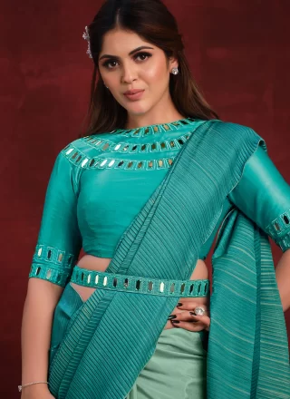 Blue Crepe Silk Trendy Saree
