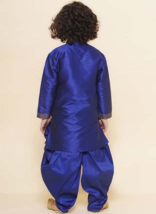 Blue Dupion Silk Dhoti Kurta