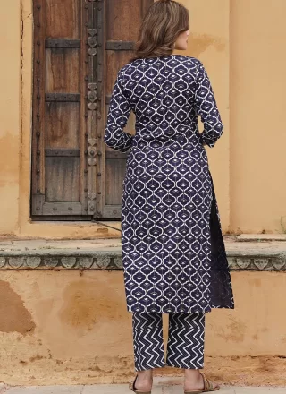 Blue Embroidered Work Rayon Readymade Salwar Suit