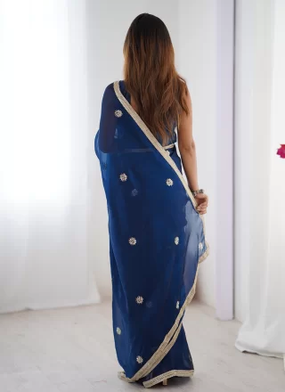 Blue Fandy Contemporary Sari